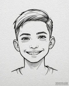 Tat tattoo sketch, emmet’s face close-up with... - эскиз тату (№1753202114_0, 22.07.2025 16:35) — Tatufoto.com