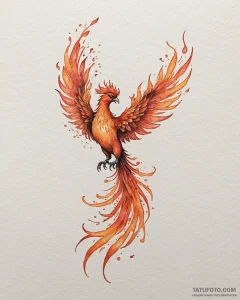 Tat tattoo sketch, watercolor phoenix burstin... - эскиз тату (№1753202708_0, 22.07.2025 16:45) — Tatufoto.com