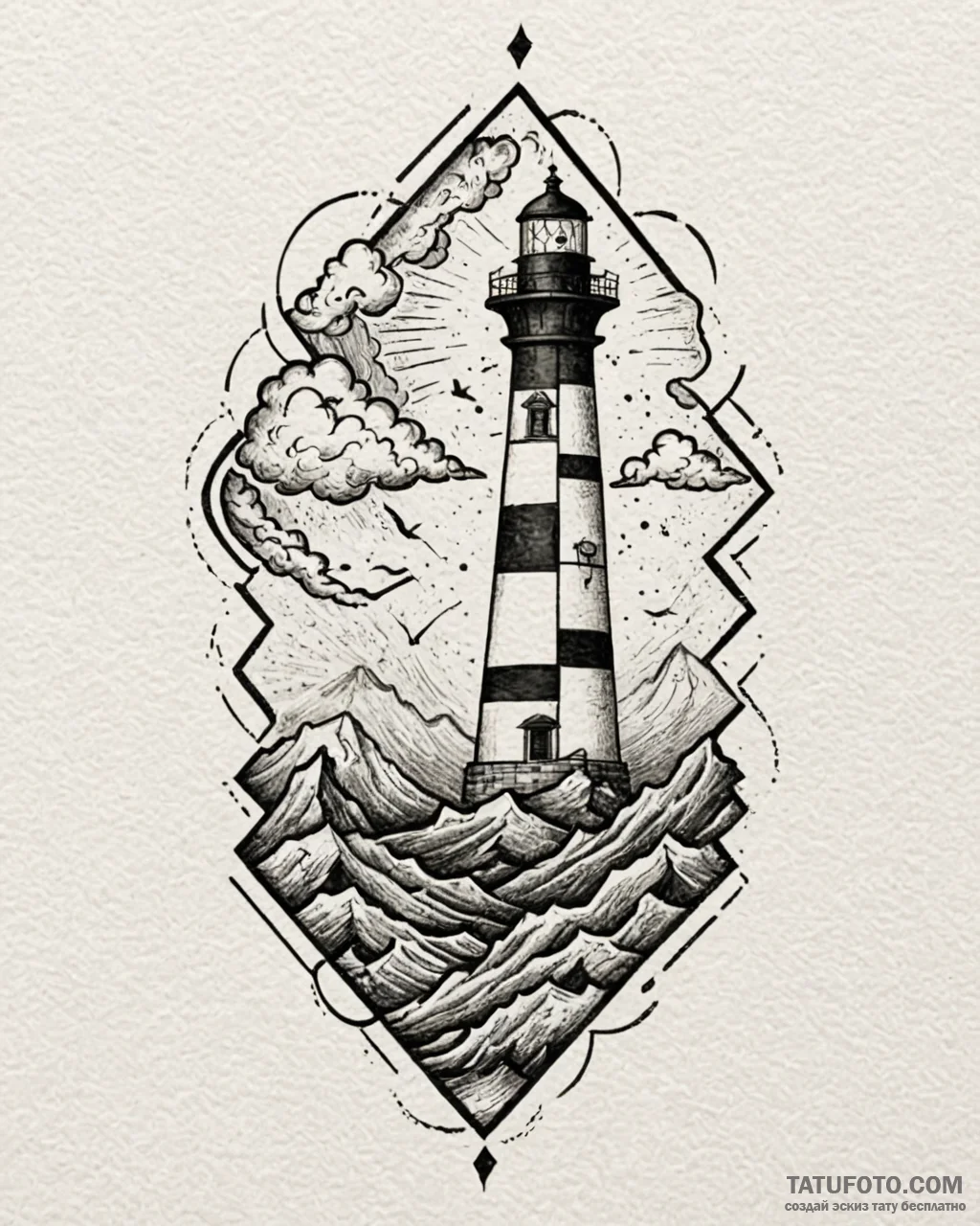 Tattoo sketch, earthsea lighthouse silhouette… — эскиз тату (№1753203722_0, 22.07.2025 17:02) — Tatufoto.com