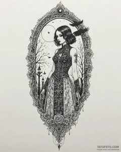 Tat tattoo sketch, goth figure standing in mo... - эскиз тату (№1753204062_0, 22.07.2025 17:07) — Tatufoto.com