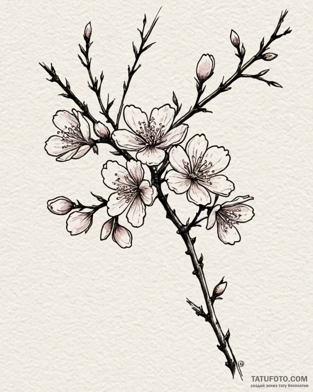 Tat tattoo sketch, traditional japanese cherr... - эскиз тату (№1753205668_0, 22.07.2025 17:34) — Tatufoto.com