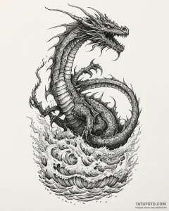 Tat tattoo sketch, colossal red sea dragon wr... - эскиз тату (№1753205837_0, 22.07.2025 17:37) — Tatufoto.com