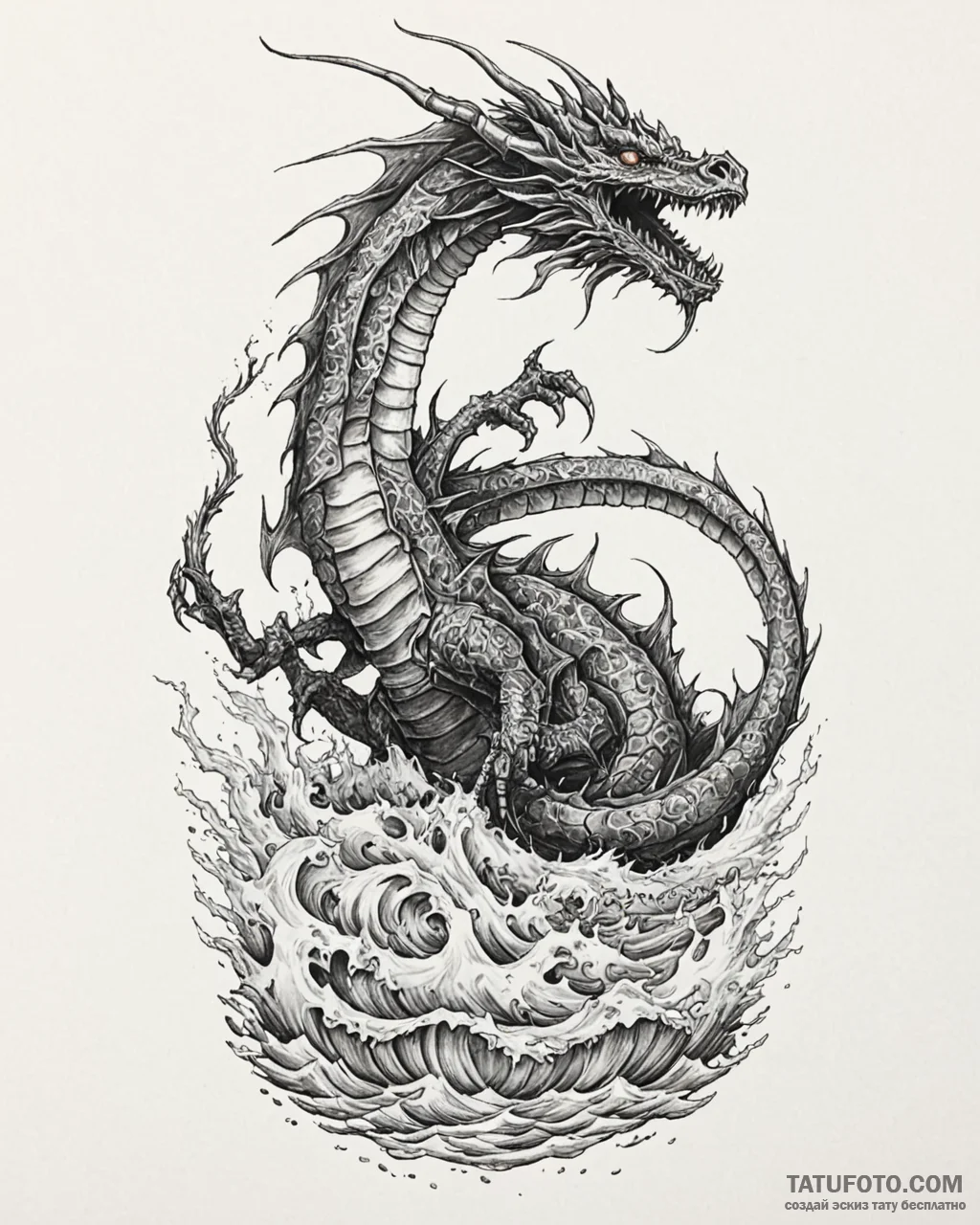 Tat tattoo sketch, colossal red sea dragon wr... - эскиз тату (№1753205837_0, 22.07.2025 17:37) — Tatufoto.com
