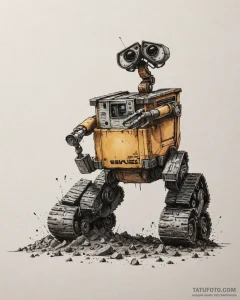 Eskiz.to, tattoo sketch, wall-e with dirt and... - эскиз тату (№1753206345_0, 22.07.2025 17:45) — Tatufoto.com