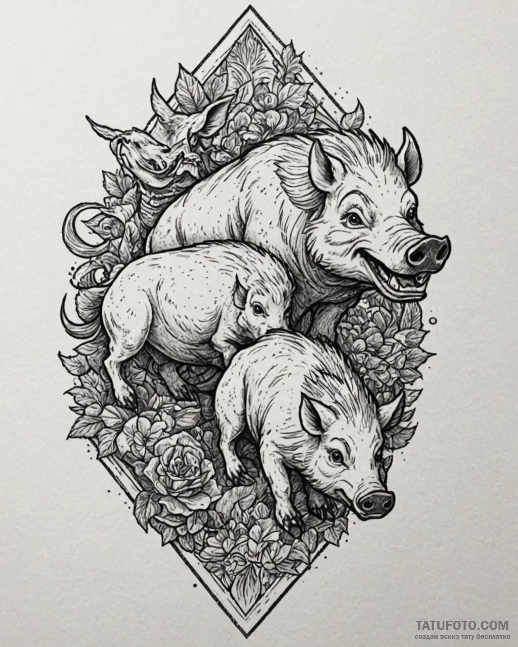Tattoo sketch, asterix and obelix riding wild… — эскиз тату (№1753206428_0, 22.07.2025 17:47) — Tatufoto.com