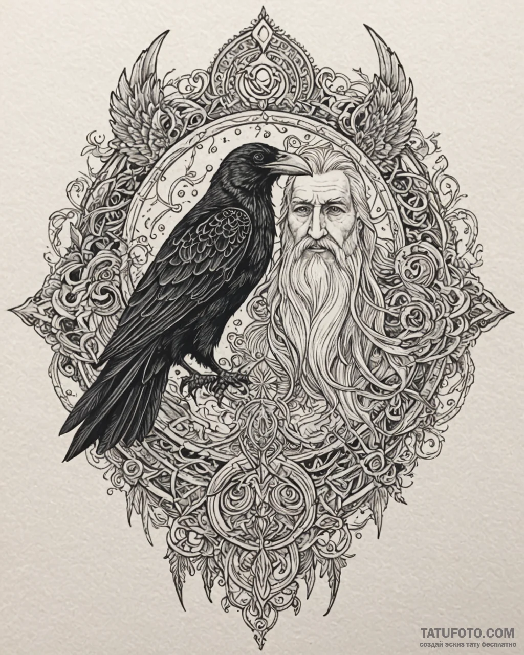 Tat tattoo sketch, norse god odin with one ey... - эскиз тату (№1753206513_0, 22.07.2025 17:48) — Tatufoto.com