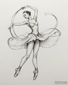 Tat tattoo sketch, ballet dancer mid-pose wit... - эскиз тату (№1753206852_0, 22.07.2025 17:54) — Tatufoto.com
