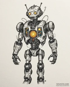 Tattoo sketch, robots with glowing circuitry,... - эскиз тату (№1753207189_0, 22.07.2025 17:59) — Tatufoto.com