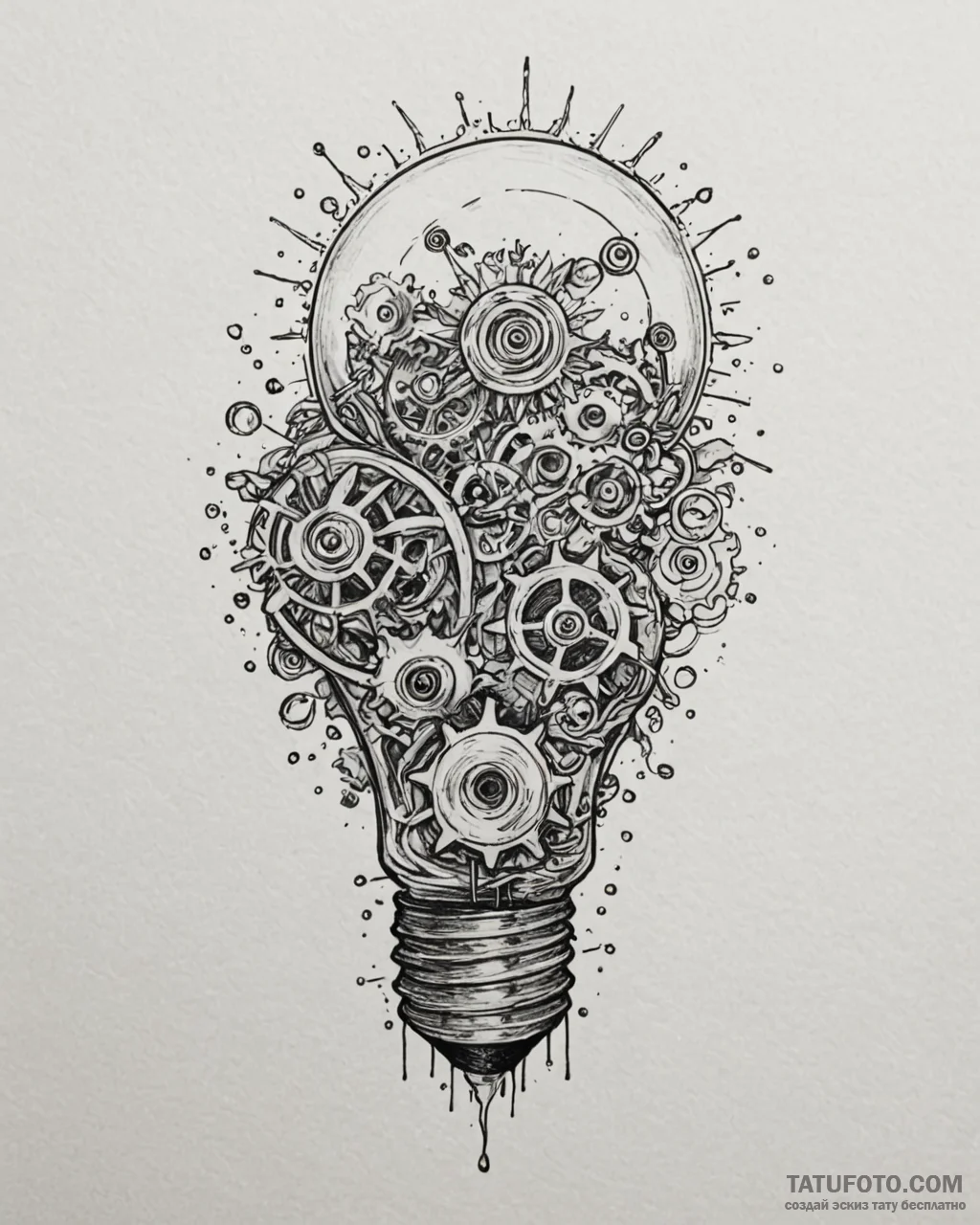 Tat tattoo sketch, startup visionary with gea… — эскиз тату (№1753208120_0, 22.07.2025 18:15) — Tatufoto.com
