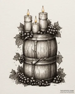 Tat tattoo sketch, winemaker’s barrels stacke... - эскиз тату (№1753208206_0, 22.07.2025 18:16) — Tatufoto.com