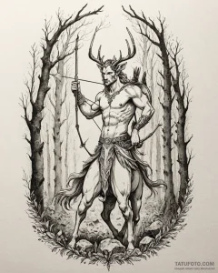 Tattoo sketch, centaur archer poised mid-shot... - эскиз тату (№1753208710_0, 22.07.2025 18:25) — Tatufoto.com