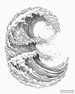 Tattoo sketch, earthsea ocean waves crashing,... - эскиз тату (№1753213036_0, 22.07.2025 19:37) — Tatufoto.com