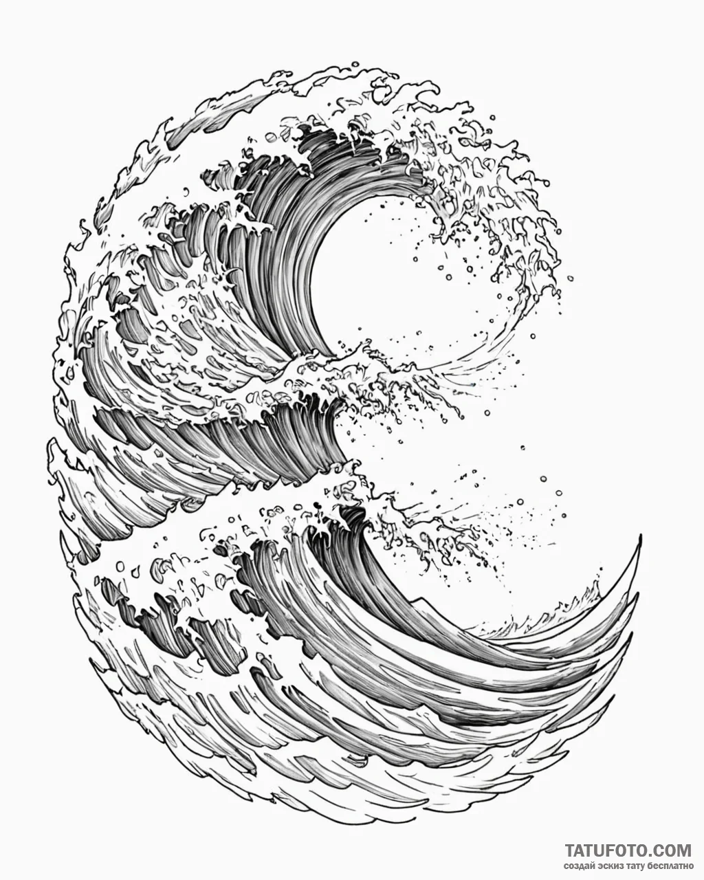 Tattoo sketch, earthsea ocean waves crashing,… — эскиз тату (№1753213036_0, 22.07.2025 19:37) — Tatufoto.com