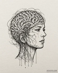 Tat tattoo sketch, flowing binary code transf... - эскиз тату (№1753213883_0, 22.07.2025 19:51) — Tatufoto.com