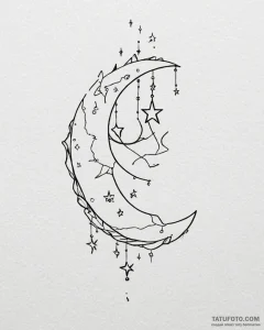 Tattoo sketch, minimalist crescent moon cradl... - эскиз тату (№1753214137_0, 22.07.2025 19:55) — Tatufoto.com