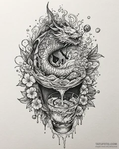 Tat tattoo sketch, bartender’s hand pouring c... - эскиз тату (№1753214307_0, 22.07.2025 19:58) — Tatufoto.com