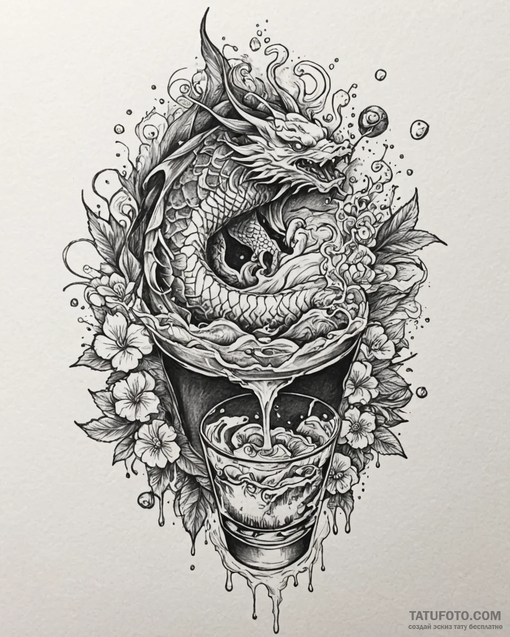 Tat tattoo sketch, bartender’s hand pouring c... - эскиз тату (№1753214307_0, 22.07.2025 19:58) — Tatufoto.com