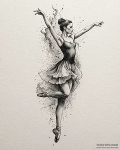 Tat tattoo sketch, ballet dancer’s silhouette... - эскиз тату (№1753214558_0, 22.07.2025 20:02) — Tatufoto.com