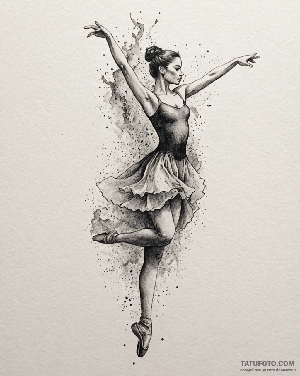 Tat tattoo sketch, ballet dancer’s silhouette... - эскиз тату (№1753214558_0, 22.07.2025 20:02) — Tatufoto.com