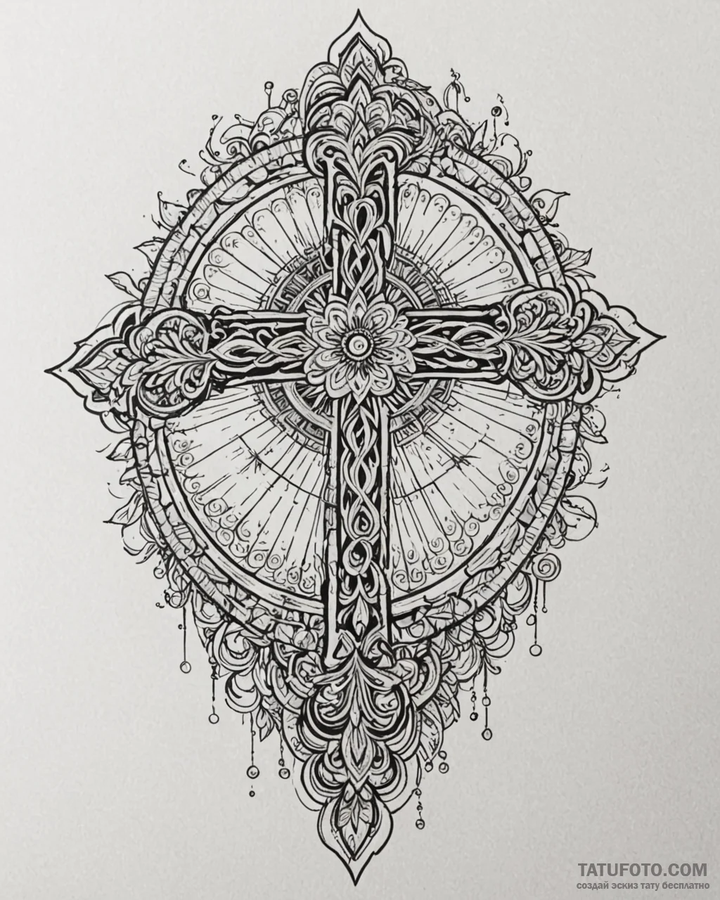 Tat tattoo sketch, gothic cross with ornate i… — эскиз тату (№1753214641_0, 22.07.2025 20:04) — Tatufoto.com