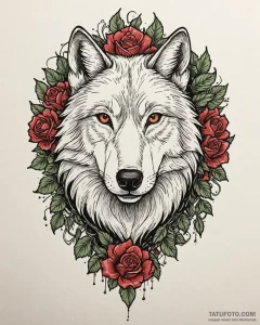 Tattoo sketch, neotraditional style wolf head... - эскиз тату (№1753214725_0, 22.07.2025 20:05) — Tatufoto.com