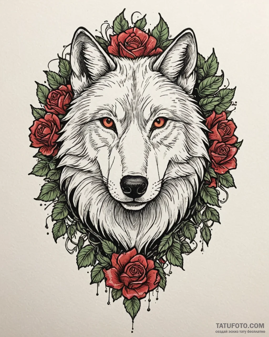Tattoo sketch, neotraditional style wolf head… — эскиз тату (№1753214725_0, 22.07.2025 20:05) — Tatufoto.com