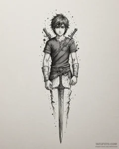 Tattoo sketch, hiccup’s sword glowing with ma... - эскиз тату (№1753214807_0, 22.07.2025 20:06) — Tatufoto.com