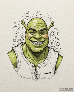 Eskiz.to, tattoo sketch, shrek with mischievo... - эскиз тату (№1753214974_0, 22.07.2025 20:09) — Tatufoto.com