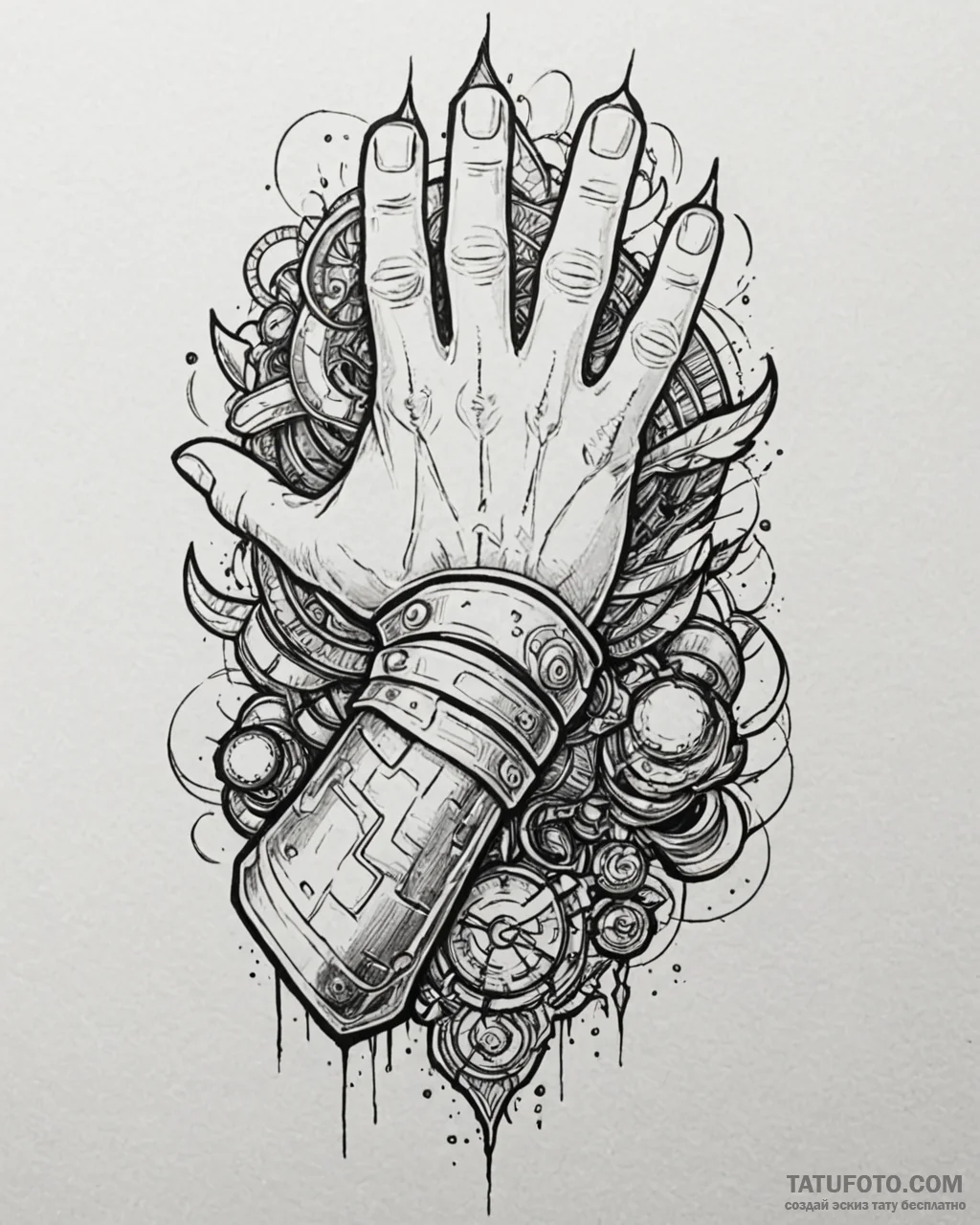 Tat tattoo sketch, ekko wielding time-manipul... - эскиз тату (№1753215493_0, 22.07.2025 20:18) — Tatufoto.com
