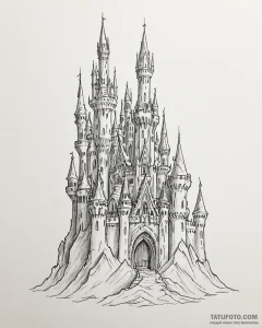 Tattoo sketch, elsa’s ice castle silhouette,... - эскиз тату (№1753216035_0, 22.07.2025 20:27) — Tatufoto.com