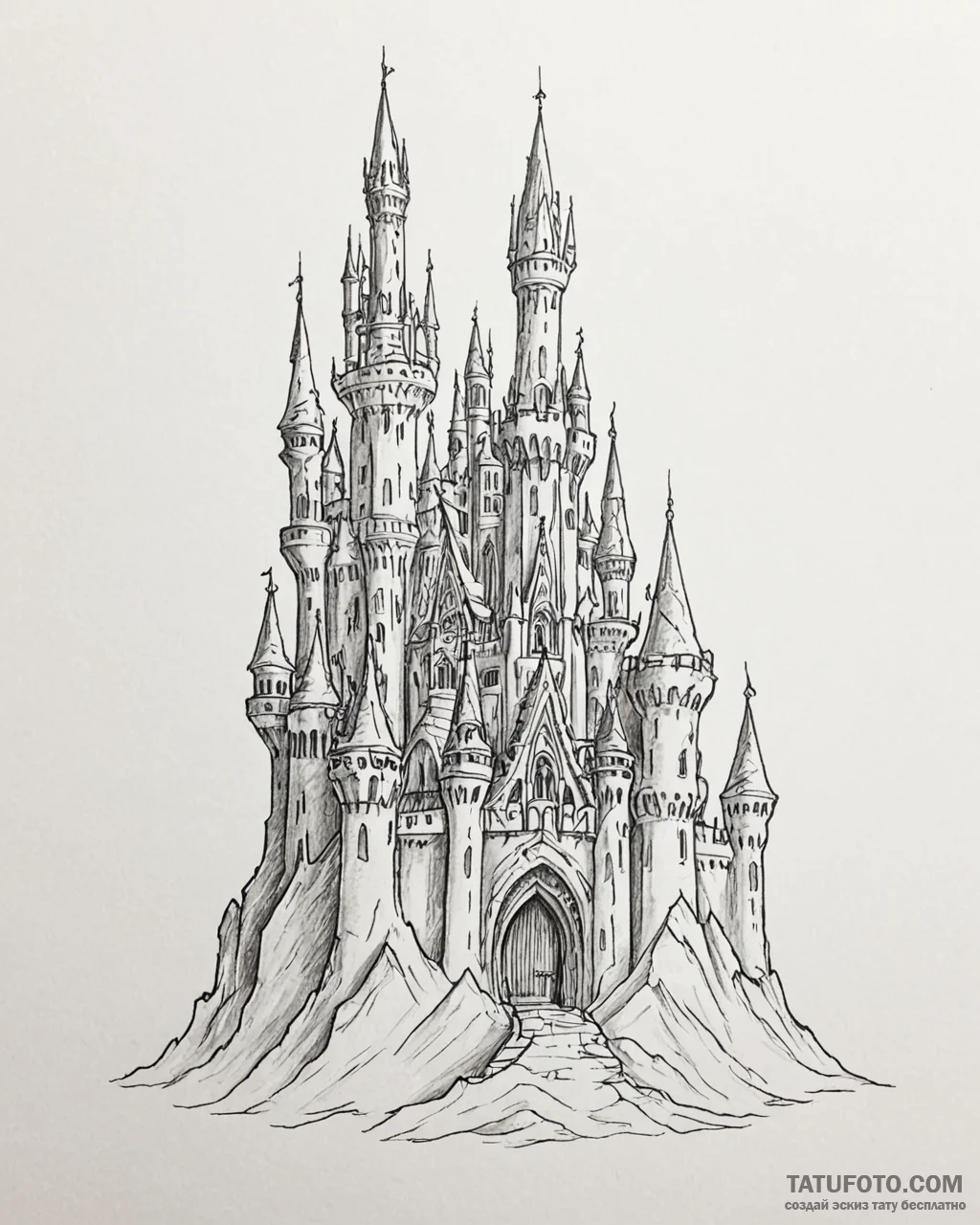 Tattoo sketch, elsa’s ice castle silhouette,… — эскиз тату (№1753216035_0, 22.07.2025 20:27) — Tatufoto.com