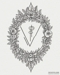 Tat tattoo sketch, vegan symbol with leafy pa... - эскиз тату (№1753216211_0, 22.07.2025 20:30) — Tatufoto.com