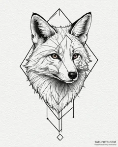 Tattoo sketch, minimalist geometric fox head... - эскиз тату (№1753216476_0, 22.07.2025 20:34) — Tatufoto.com