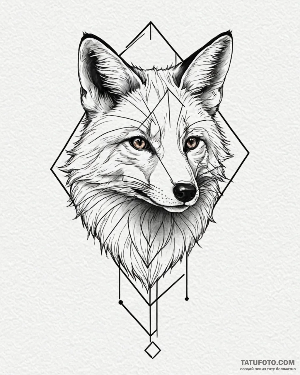 Tattoo sketch, minimalist geometric fox head… — эскиз тату (№1753216476_0, 22.07.2025 20:34) — Tatufoto.com