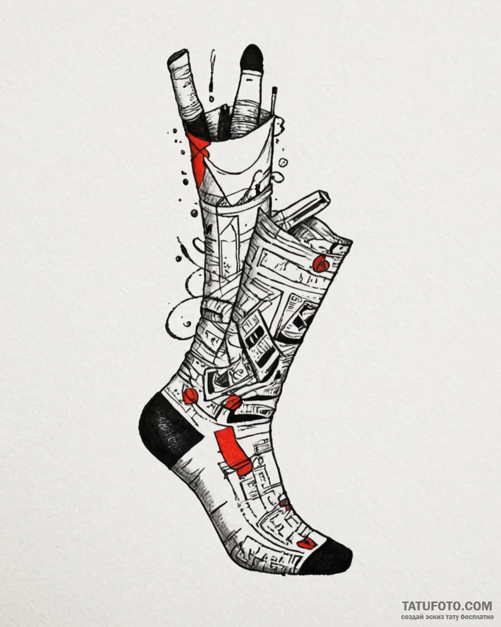 Girl sock dick - трэш-полька - эскиз тату (№1753216673_0, 22.07.2025 20:37) — Tatufoto.com