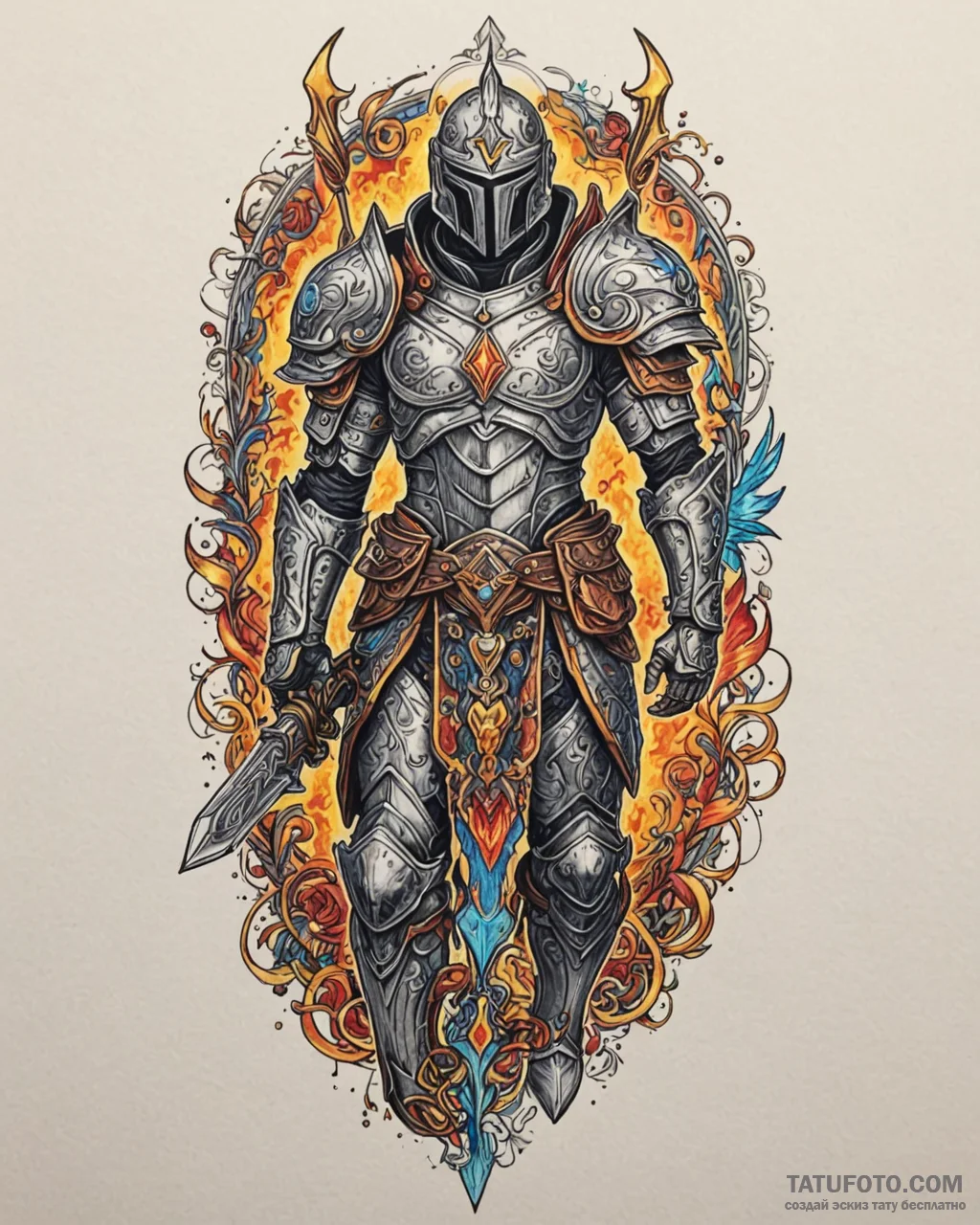 Tattoo sketch, cosplayer wearing intricate ar... - эскиз тату (№1753219716_0, 22.07.2025 21:28) — Tatufoto.com