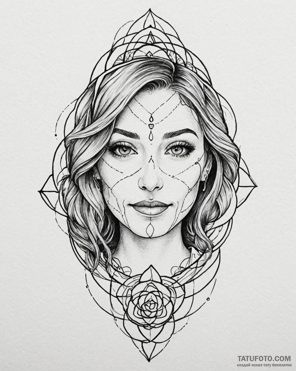Tattoo sketch, other mother’s face with twist… — эскиз тату (№1753220164_0, 22.07.2025 21:36) — Tatufoto.com