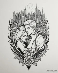 Tattoo sketch, miles morales and gwen stacy s... - эскиз тату (№1753220716_0, 22.07.2025 21:45) — Tatufoto.com