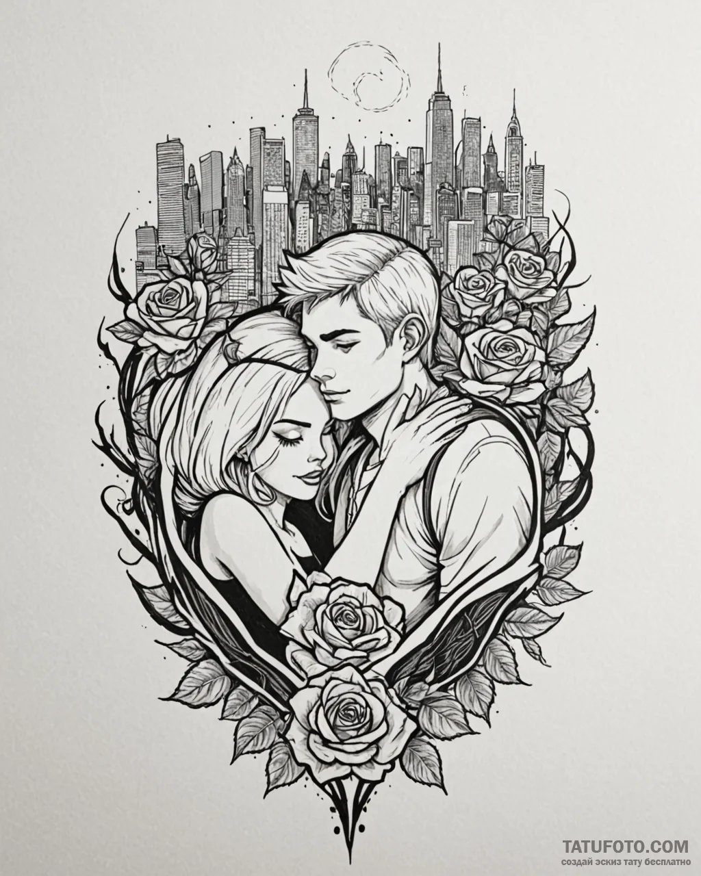 Tattoo sketch, miles morales and gwen stacy s... - эскиз тату (№1753220716_0, 22.07.2025 21:45) — Tatufoto.com