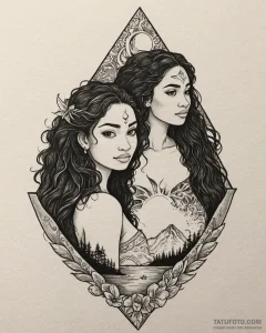 Tattoo sketch, moana and maui duo silhouette... - эскиз тату (№1753221419_0, 22.07.2025 21:56) — Tatufoto.com