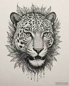 Tattoo sketch, jaguar prowling through jungle... - эскиз тату (№1753221759_0, 22.07.2025 22:02) — Tatufoto.com