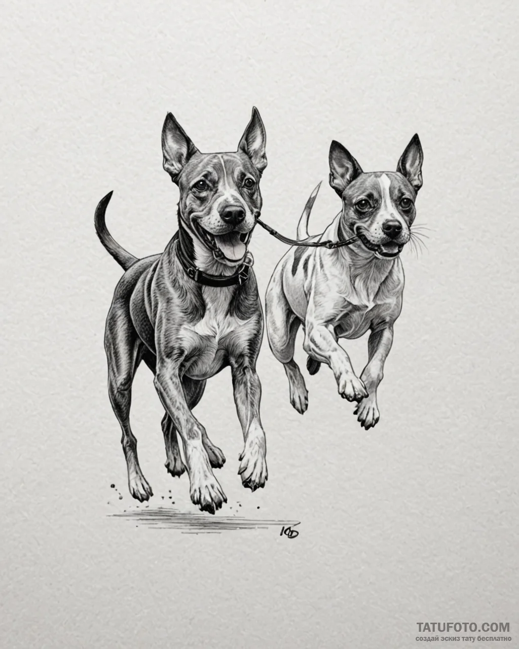 Tattoo sketch, max and duke running side by s... - эскиз тату (№1753222279_0, 22.07.2025 22:11) — Tatufoto.com