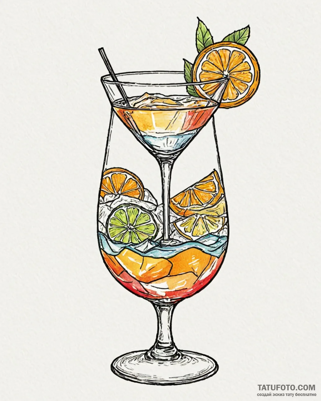 Tat tattoo sketch, bartender’s cocktail glass... - эскиз тату (№1753223464_0, 22.07.2025 22:31) — Tatufoto.com