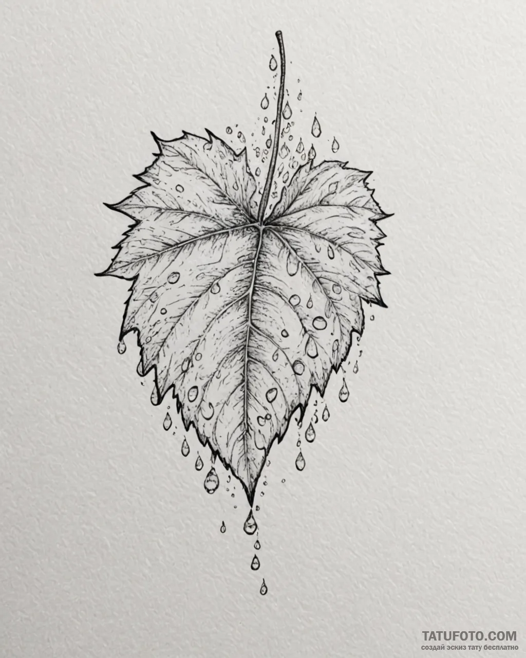 Tat tattoo sketch, hyperrealistic leaf covere... - эскиз тату (№1753223972_0, 22.07.2025 22:39) — Tatufoto.com
