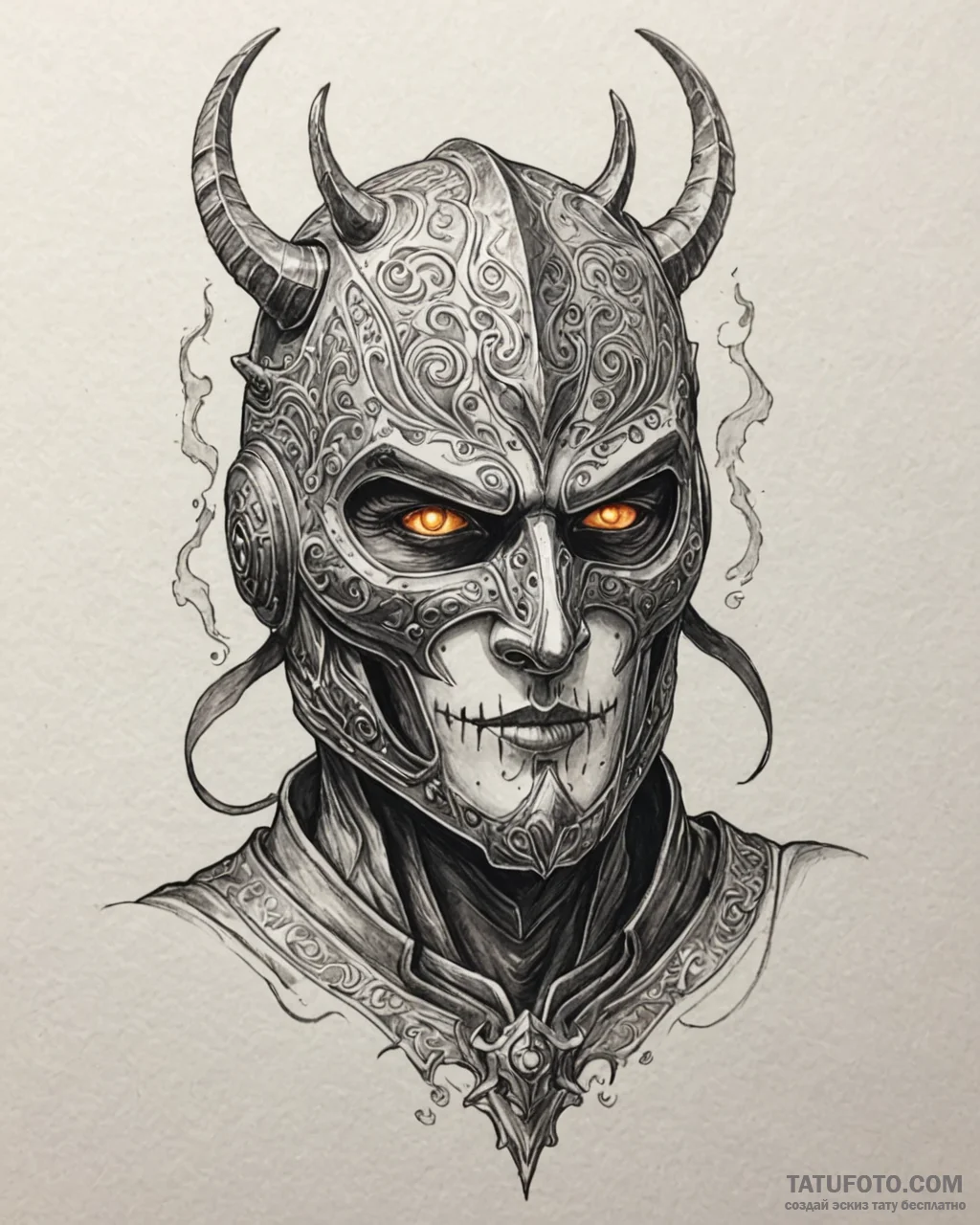 Tat tattoo sketch, cosplayer’s mask with glow... - эскиз тату (№1753224142_0, 22.07.2025 22:42) — Tatufoto.com