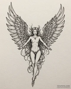 Tat tattoo sketch, nimona with fiery wings sp... - эскиз тату (№1753224227_0, 22.07.2025 22:43) — Tatufoto.com