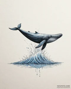 Tattoo sketch, majestic blue whale breaching... - эскиз тату (№1753224650_0, 22.07.2025 22:50) — Tatufoto.com