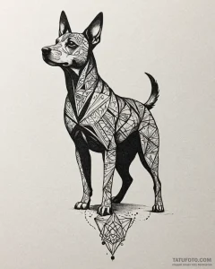Tattoo sketch, dog silhouette blending with t... - эскиз тату (№1753225158_0, 22.07.2025 22:59) — Tatufoto.com