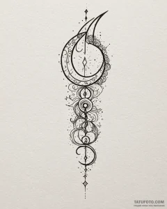 Tattoo sketch, simple crescent moon with flow... - эскиз тату (№1753225583_0, 22.07.2025 23:06) — Tatufoto.com