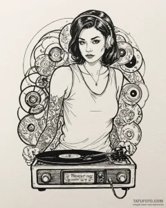 Tat tattoo sketch, retro lover with classic v... - эскиз тату (№1753226337_0, 22.07.2025 23:18) — Tatufoto.com